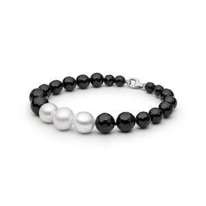 Bratara perle naturale și onix negru cu argint DiAmanti 224-99B-G (Argint 925‰ 0,6 g.)